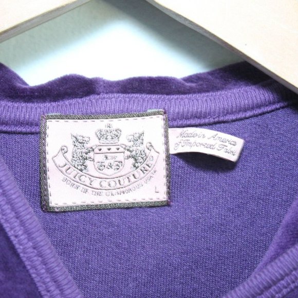Juicy Couture Y2K Short Sleeve Velour Set Jacket Pants Purple Size Large H11834 - Picture 4 of 11